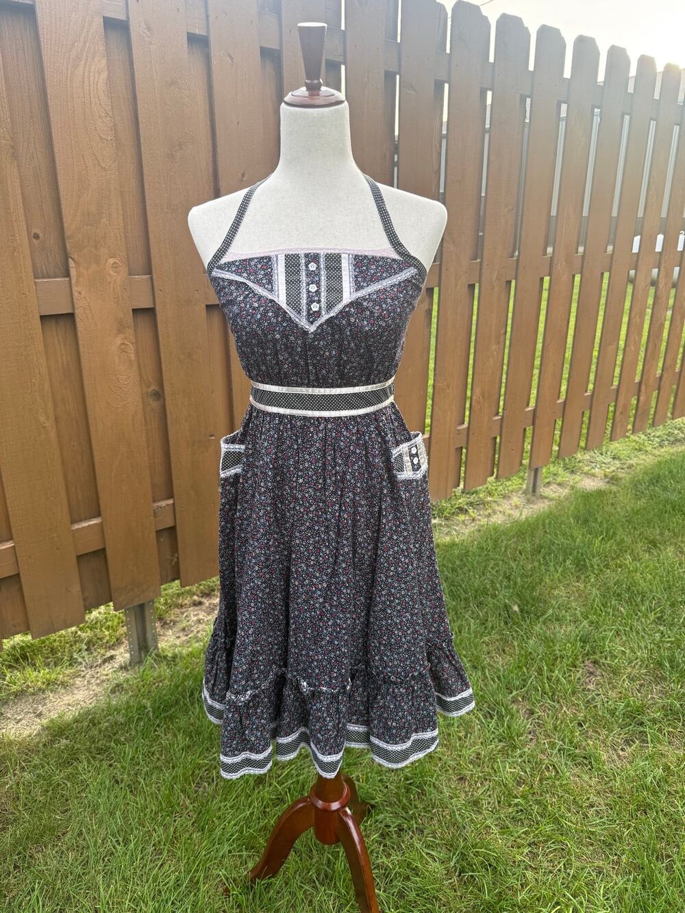 1970s Gunne Sax by Jessica Halter Calico Dress Mint Cottagecore